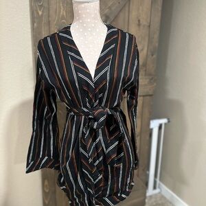 Billabong Black Cardigan with Colorful Stripes